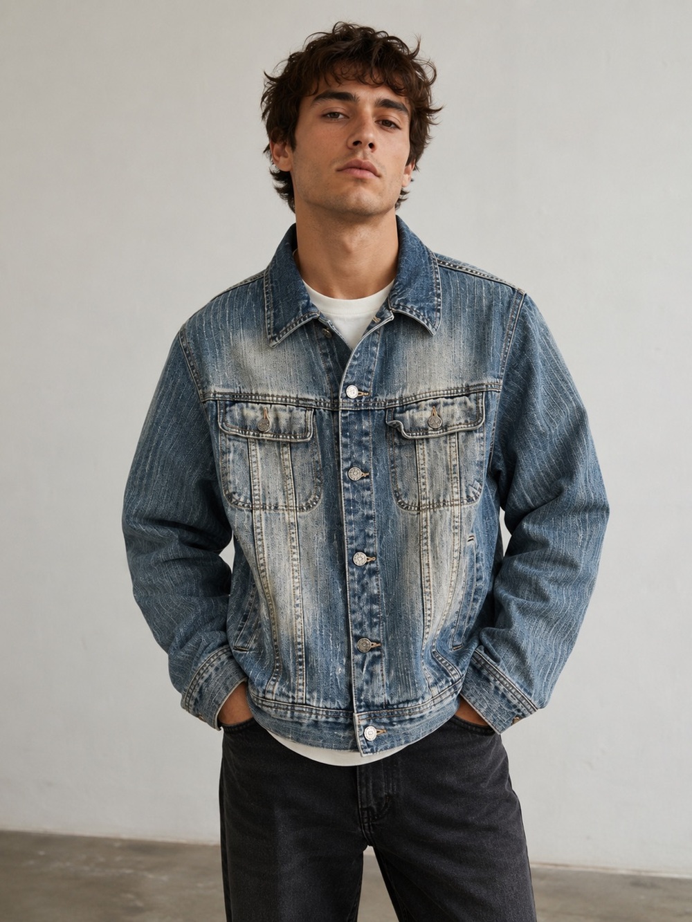 Oscar Jeans Classic Blue Distressed Jacket